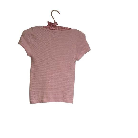 Almost Famous Pink Lace-up Textured Waffle Knit Cap Sleeve Top Ladies XS - Picture 2 of 9